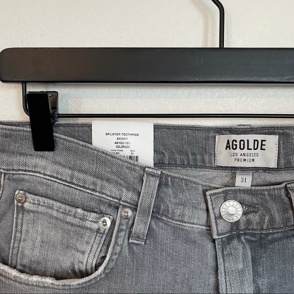 NWT Agolde Mens Splinter Toothpick Skinny Distressed Colorado Gray 31 - Picture 11 of 11